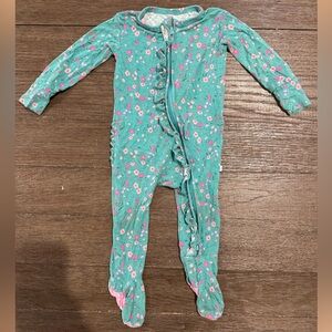 Posh Peanut Green Floral Kids One Piece